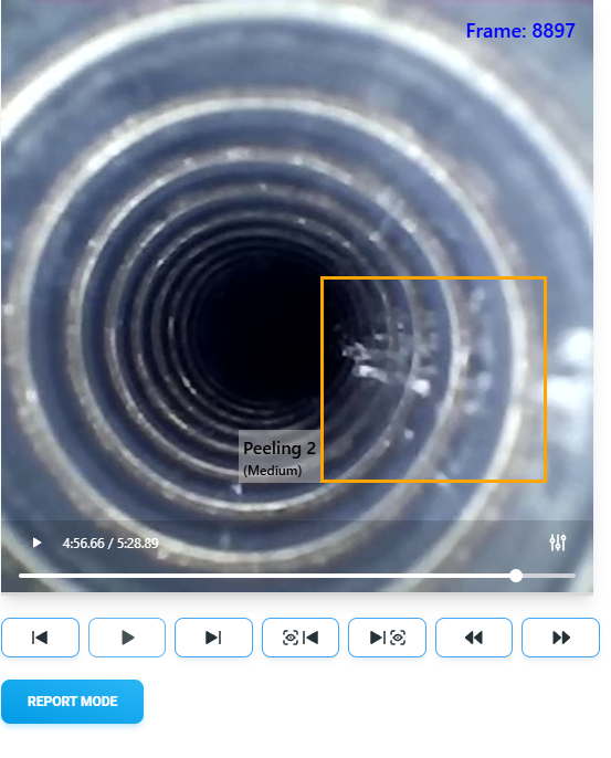 VerifyAi AI Inspektor detecting peeling defect in endoscope lumen